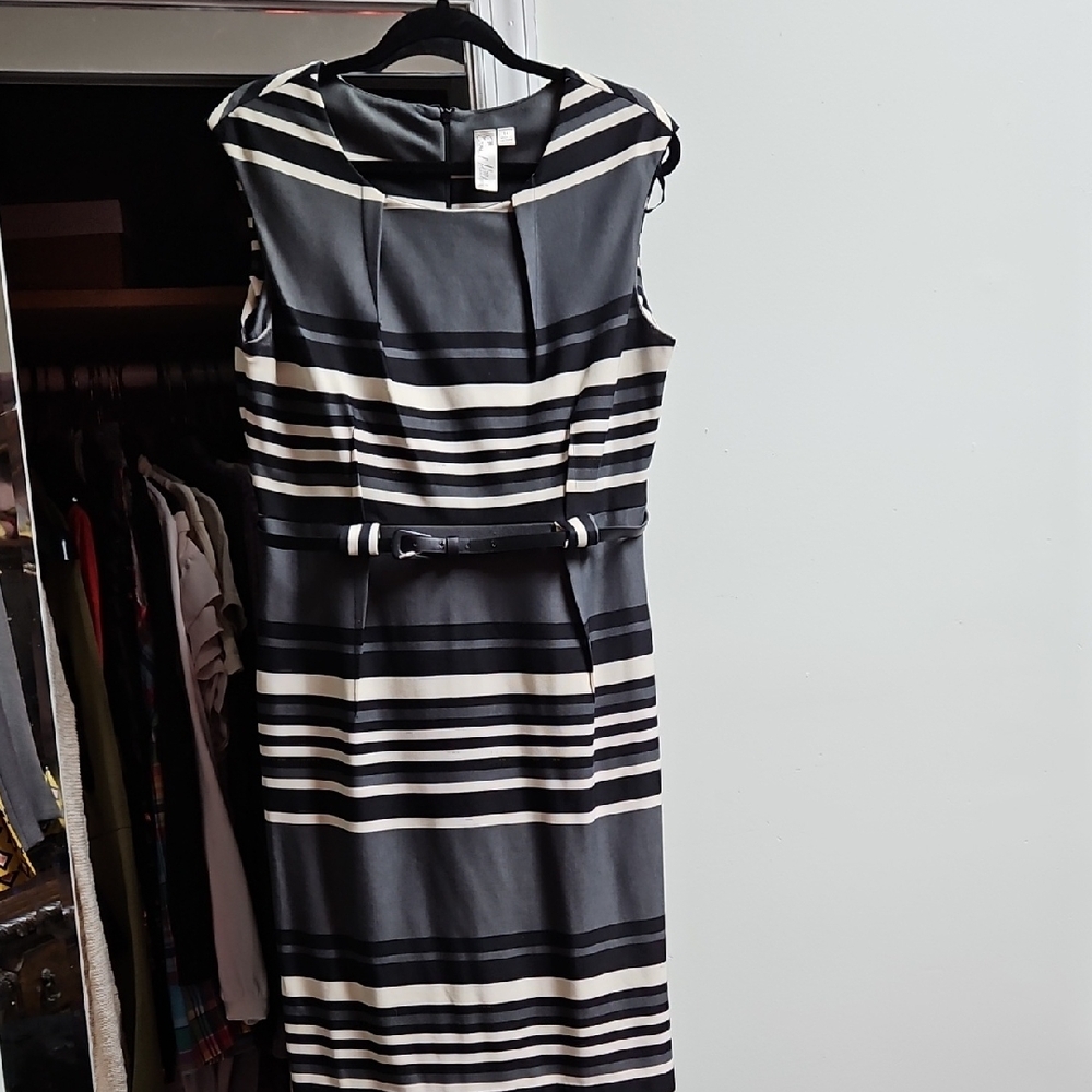Emma & Michele Black and Cream Striped Midi Dress***BUNDLE FOR EXTRA DISCOUNT **